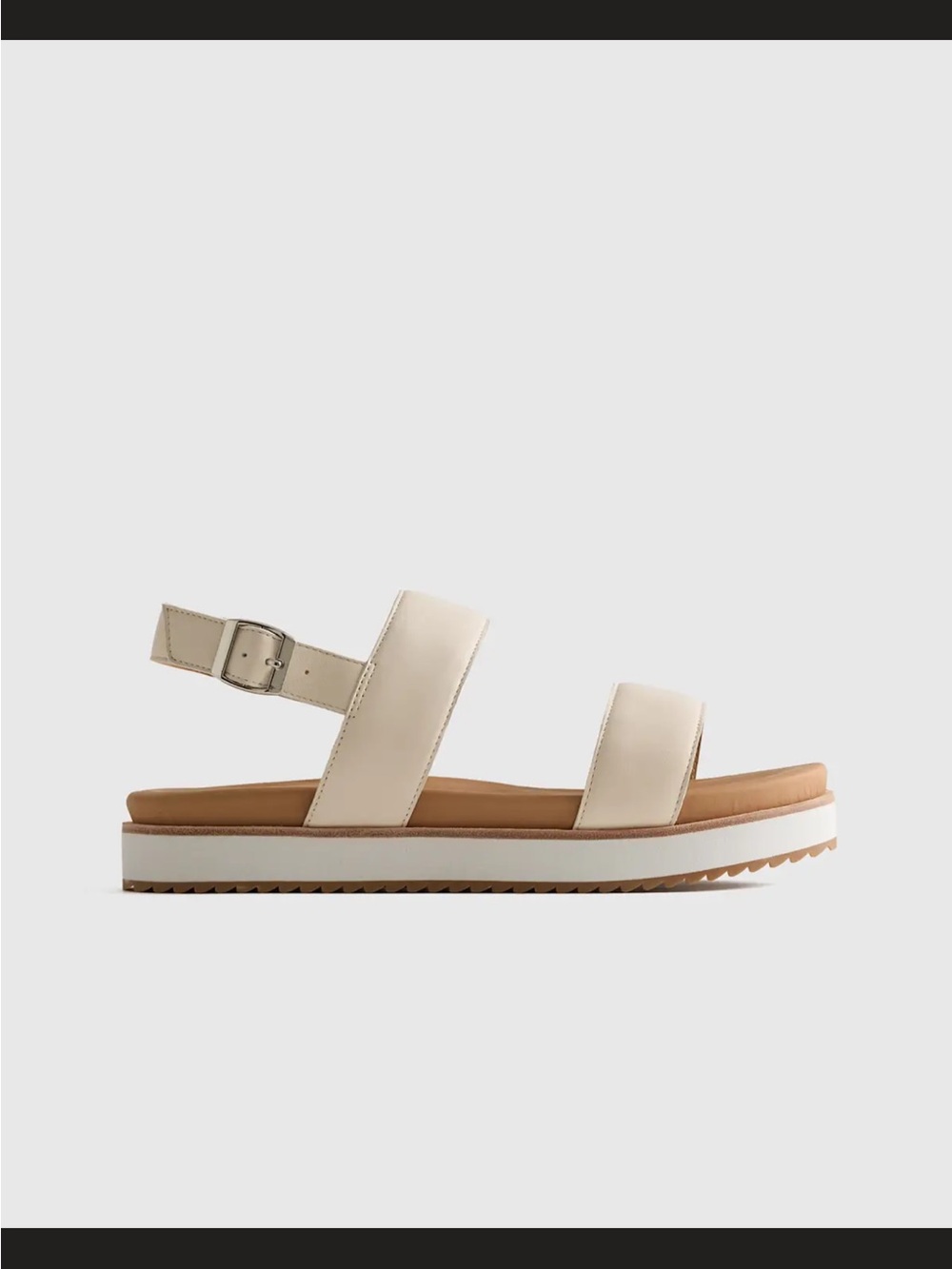 Quince Cream Double-Strap Leather Slingback Sandals